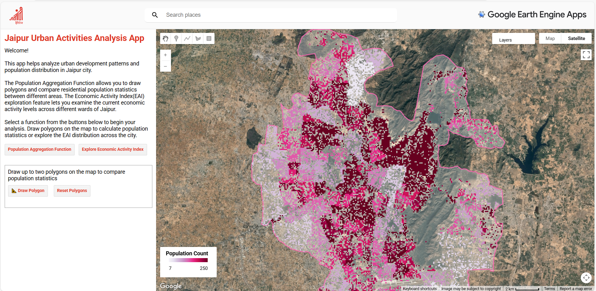 Screenshots of the Interactive Google Earth Engine (GEE) Web Application Developed for This Study. Access link in GitHub repo.