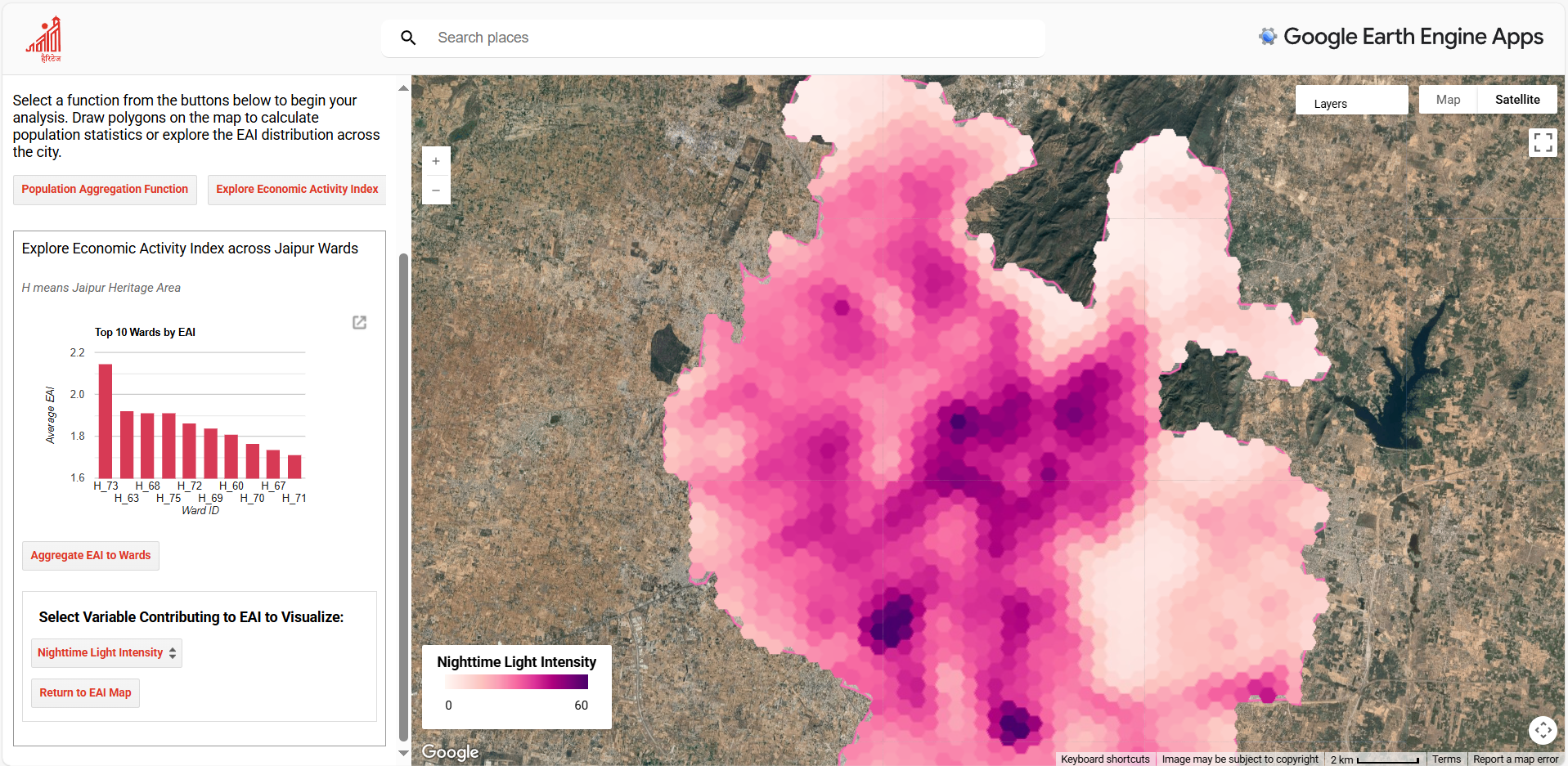Screenshots of the Interactive Google Earth Engine (GEE) Web Application Developed for This Study. Access link in GitHub repo.